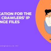 Announcement banner: new location for Google crawlers' IP range files, featuring a person on a laptop and the WDP logo.